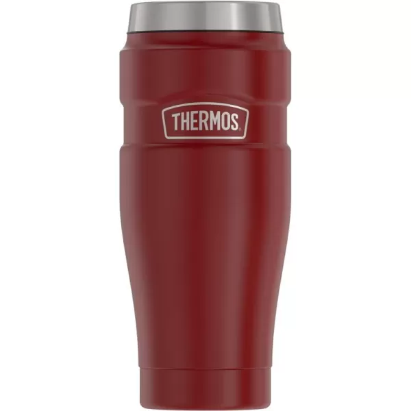 THERMOS Stainless King 16 Ounce Travel Tumbler Matte BlueRustic Red Tumbler