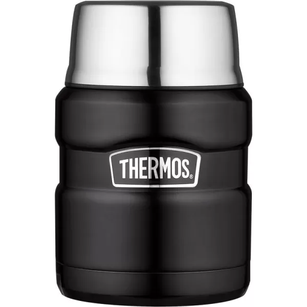 THERMOS Stainless King VacuumInsulated Food Jar with Spoon 16 Ounce Matte LavenderMatte Black Jar