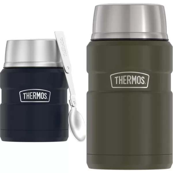 THERMOS Stainless King VacuumInsulated Food Jar with Spoon 16 Ounce Matte LavenderMatte Blue Jar  Food Jar 24 Ounce