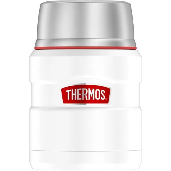 THERMOS Stainless King VacuumInsulated Food Jar with Spoon 16 Ounce Matte LavenderMatte White Jar