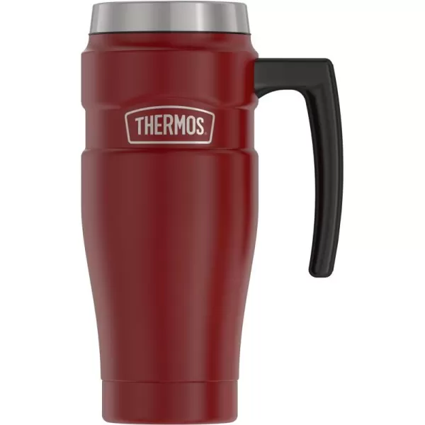 THERMOS Stainless King VacuumInsulated Travel Mug 16 Ounce Rustic RedRustic Red