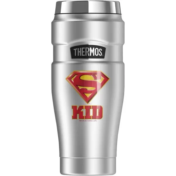 THERMOS Superman Super Dad Shield Logo STAINLESS KING Stainless Steel Travel Tumbler Vacuum insulated amp Double Wall 16oz16 oz Tumbler Sm Super Kid