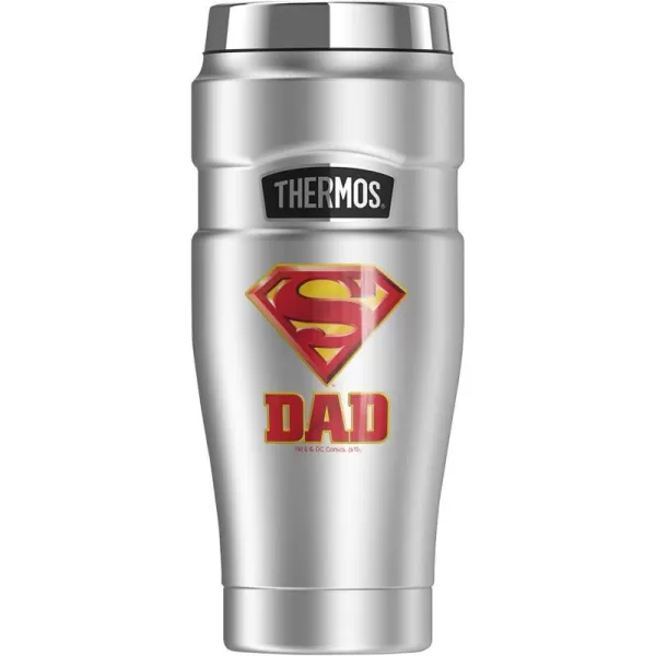 THERMOS Superman Super Dad Shield Logo STAINLESS KING Stainless Steel Travel Tumbler Vacuum insulated amp Double Wall 16oz16 oz Tumbler Superman Super Dad