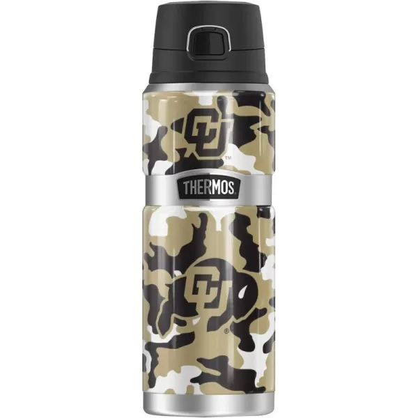 THERMOS University of Colorado OFFICIAL Logo Pattern STAINLESS KING Stainless Steel Drink Bottle Vacuum insulated amp Double Wall 24oz24 oz Bottle Camo