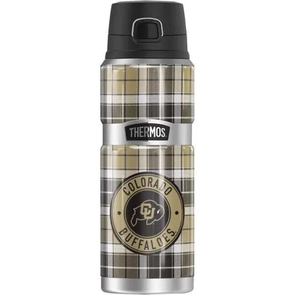 THERMOS University of Colorado OFFICIAL Logo Pattern STAINLESS KING Stainless Steel Drink Bottle Vacuum insulated amp Double Wall 24oz24 oz Bottle PLAID