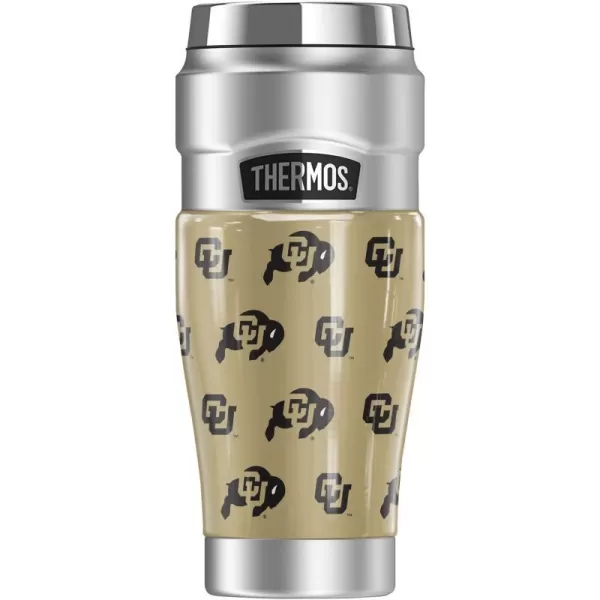 THERMOS University of Colorado OFFICIAL Logo Pattern STAINLESS KING Stainless Steel Travel Tumbler Vacuum insulated amp Double Wall 16oz16 oz Tumbler LOGO PATTERN