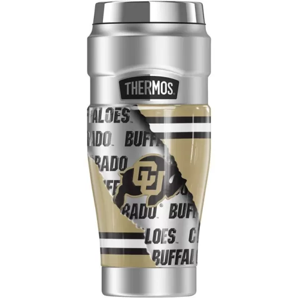 THERMOS University of Colorado OFFICIAL Logo Pattern STAINLESS KING Stainless Steel Travel Tumbler Vacuum insulated amp Double Wall 16oz16 oz Tumbler LET HER RIP