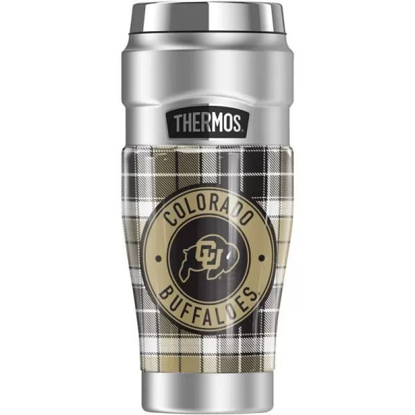 THERMOS University of Colorado OFFICIAL Logo Pattern STAINLESS KING Stainless Steel Travel Tumbler Vacuum insulated amp Double Wall 16oz16 oz Tumbler PLAID