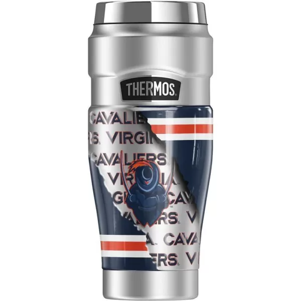 THERMOS University of Virginia OFFICIAL Logo Pattern STAINLESS KING Stainless Steel Travel Tumbler Vacuum insulated amp Double Wall 16oz16 oz Tumbler LET HER RIP