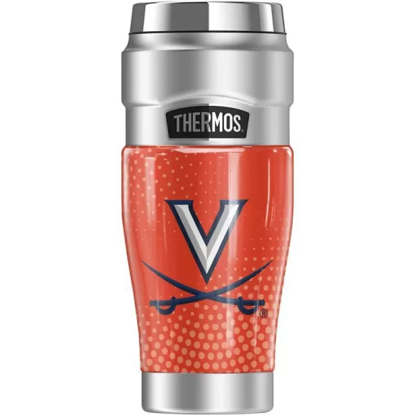 THERMOS University of Virginia OFFICIAL Logo Pattern STAINLESS KING Stainless Steel Travel Tumbler Vacuum insulated amp Double Wall 16oz16 oz Tumbler RADIAL DOTS