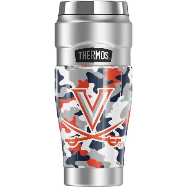 THERMOS University of Virginia OFFICIAL Logo Pattern STAINLESS KING Stainless Steel Travel Tumbler Vacuum insulated amp Double Wall 16oz16 oz Tumbler Camo