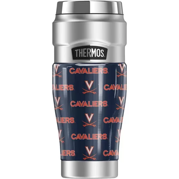 THERMOS University of Virginia OFFICIAL Logo Pattern STAINLESS KING Stainless Steel Travel Tumbler Vacuum insulated amp Double Wall 16oz16 oz Tumbler LOGO PATTERN