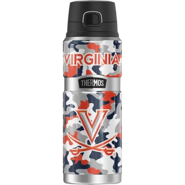 THERMOS University of Virginia OFFICIAL Plaid STAINLESS KING Stainless Steel Drink Bottle Vacuum insulated amp Double Wall 24oz24 oz Bottle Camo