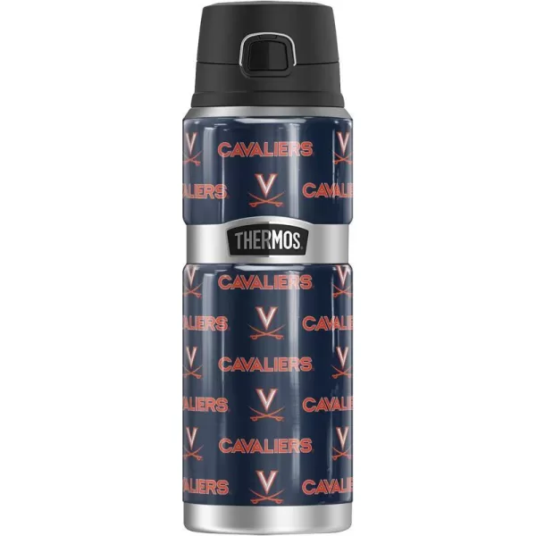 THERMOS University of Virginia OFFICIAL Plaid STAINLESS KING Stainless Steel Drink Bottle Vacuum insulated amp Double Wall 24oz24 oz Bottle LOGO PATTERN