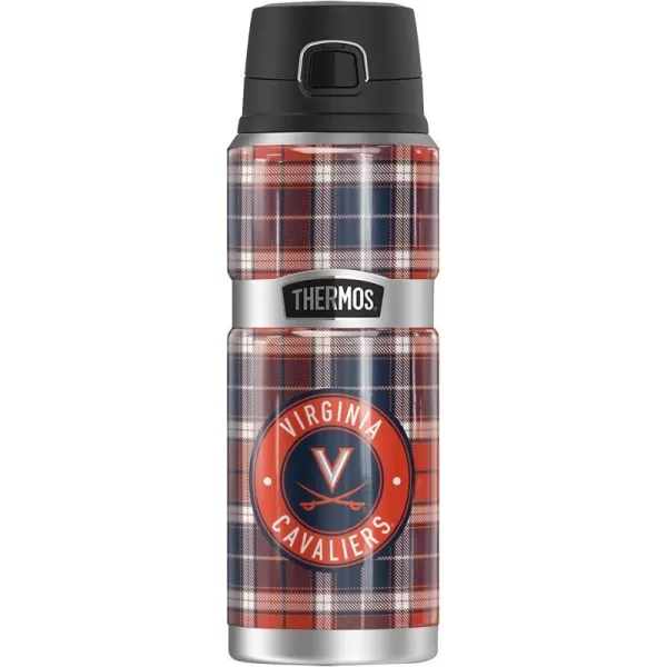 THERMOS University of Virginia OFFICIAL Plaid STAINLESS KING Stainless Steel Drink Bottle Vacuum insulated amp Double Wall 24oz24 oz Bottle PLAID