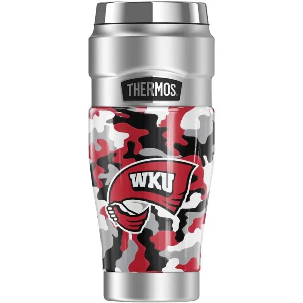 THERMOS Western Kentucky University OFFICIAL Camo STAINLESS KING Stainless Steel Travel Tumbler Vacuum insulated amp Double Wall 16oz16 oz Tumbler Camo