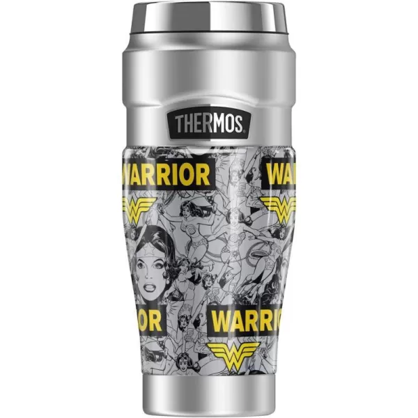 THERMOS Wonder Woman Warrior Pattern STAINLESS KING Stainless Steel Travel Tumbler Vacuum insulated amp Double Wall 16oz1 Count Pack of 1 Warrior Pattern