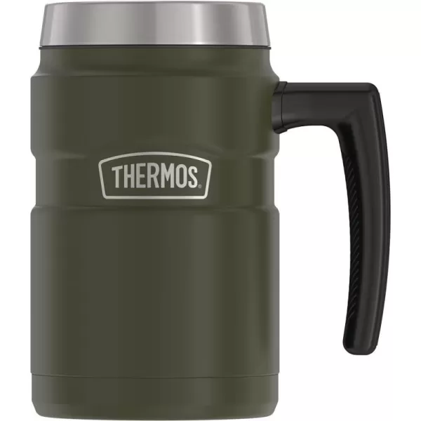 Thermos Stainless King 16 Ounce Coffee Desk Mug Matte SteelArmy Green