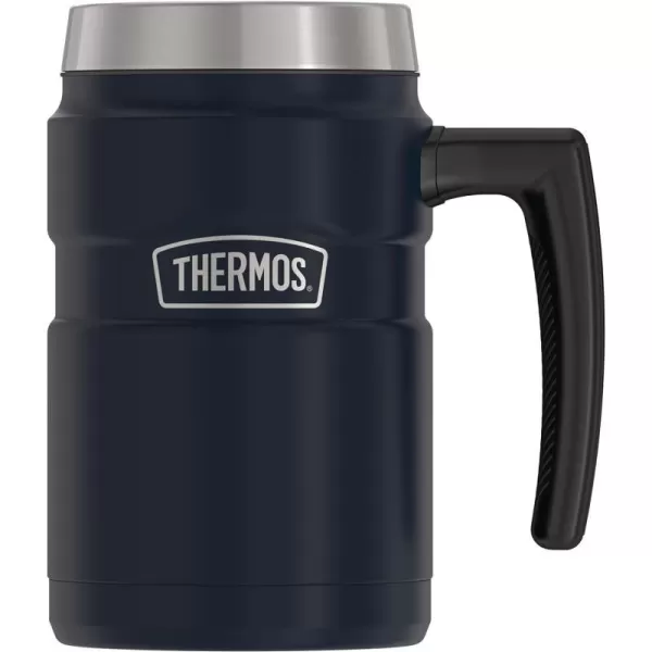 Thermos Stainless King 16 Ounce Coffee Desk Mug Matte SteelMidnight Blue