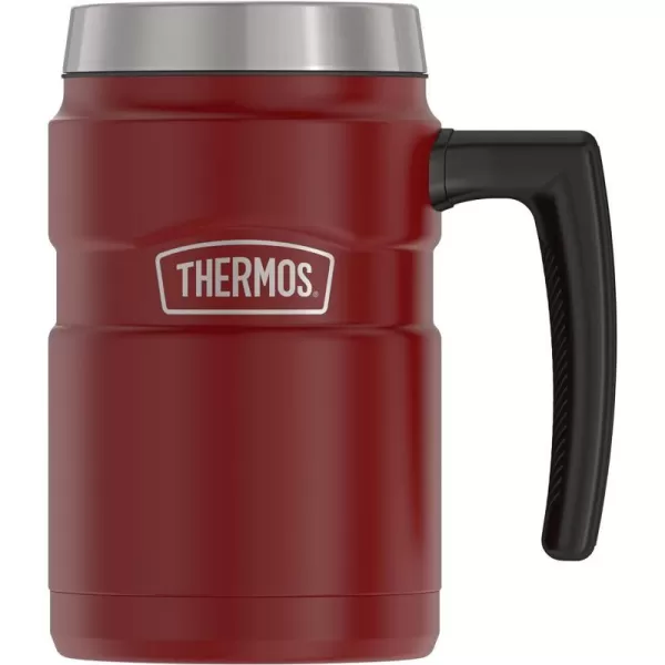 Thermos Stainless King 16 Ounce Coffee Desk Mug Matte SteelRustic Red