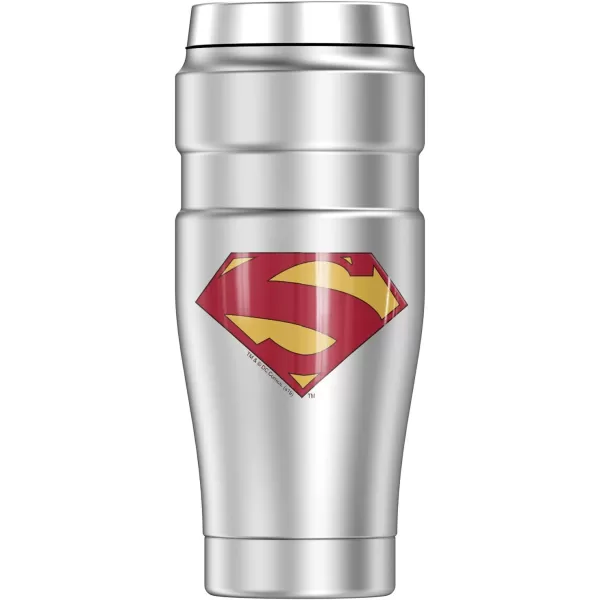 imageTHERMOS Superman Classic Logo Shield STAINLESS KING Stainless Steel Travel Tumbler Vacuum insulated ampamp Double Wall 16oz52 Shield Logo