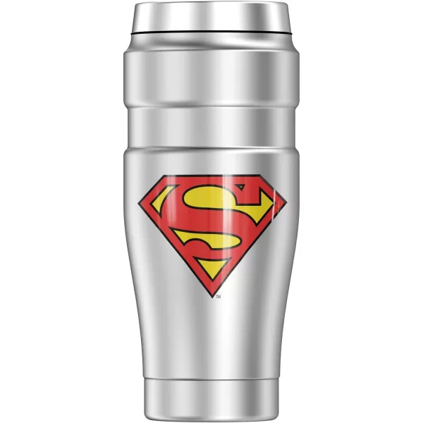 imageTHERMOS Superman Classic Logo Shield STAINLESS KING Stainless Steel Travel Tumbler Vacuum insulated ampamp Double Wall 16ozSuperman Classic Logo Shield