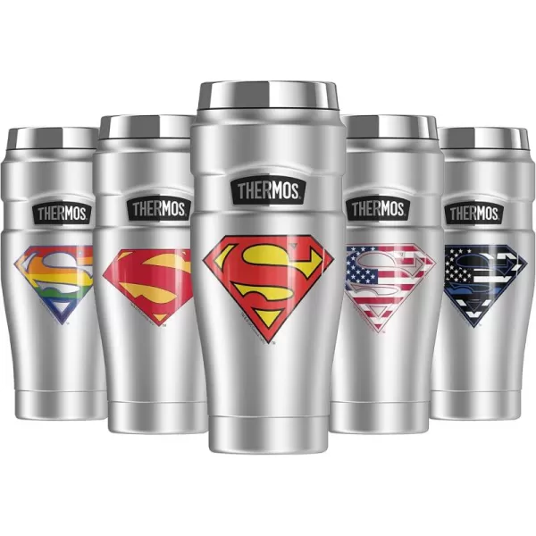 imageTHERMOS Superman Classic Logo Shield STAINLESS KING Stainless Steel Travel Tumbler Vacuum insulated ampamp Double Wall 16ozSuperman Classic Logo Shield