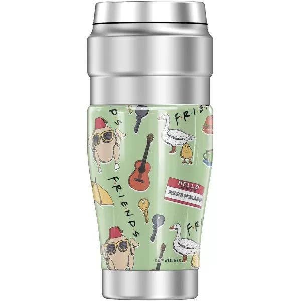 imageFriends Ink Pen Friends Pattern THERMOS STAINLESS KING Stainless Steel Travel Tumbler Vacuum insulated ampamp Double Wall 16ozICONIC PATTERN