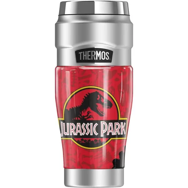 imageJurassic Park Red TRex Pattern Logo THERMOS STAINLESS KING Stainless Steel Travel Tumbler Vacuum insulated ampamp Double Wall 16oz