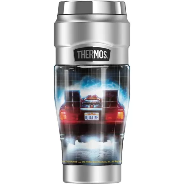 imageBack To The Future Delorian Flames And Lightning THERMOS STAINLESS KING Stainless Steel Travel Tumbler Vacuum insulated ampamp Double Wall 16oz