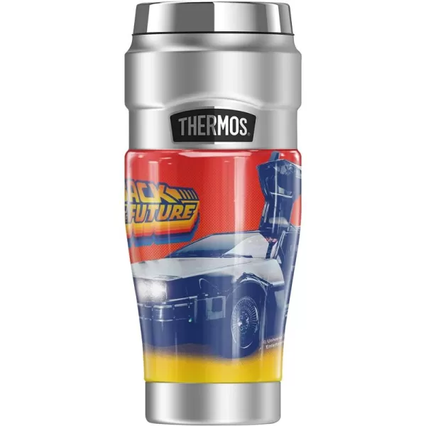 imageBack To The Future Delorian License Plate THERMOS STAINLESS KING Stainless Steel Travel Tumbler Vacuum insulated ampamp Double Wall 16oz