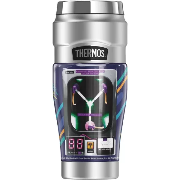 imageBack To The Future Powered By Flux Capacitor THERMOS STAINLESS KING Stainless Steel Travel Tumbler Vacuum insulated ampamp Double Wall 16oz