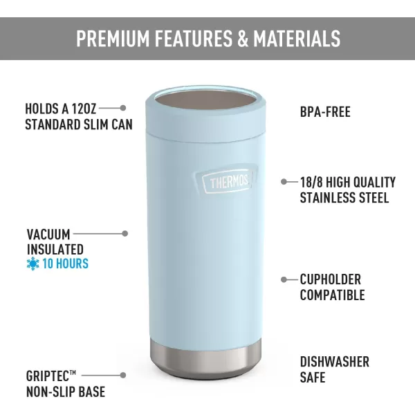 imageTHERMOS ICON SERIES Slim Beverage Can Insulator  12 Ounce Granite  Vacuum Insulated Stainless SteelGlacier