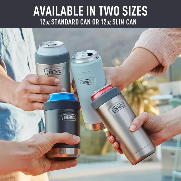 imageTHERMOS ICON SERIES Slim Beverage Can Insulator  12 Ounce Granite  Vacuum Insulated Stainless SteelMatte Stainless Steel