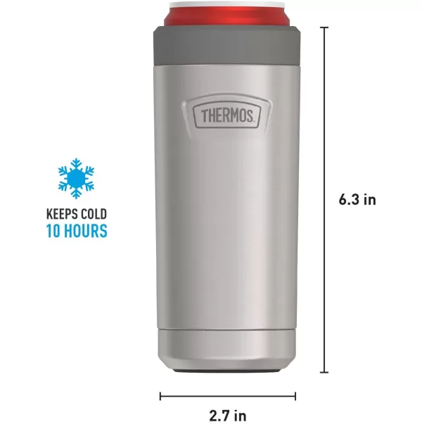 imageTHERMOS ICON SERIES Slim Beverage Can Insulator  12 Ounce Granite  Vacuum Insulated Stainless SteelMatte Stainless Steel slim