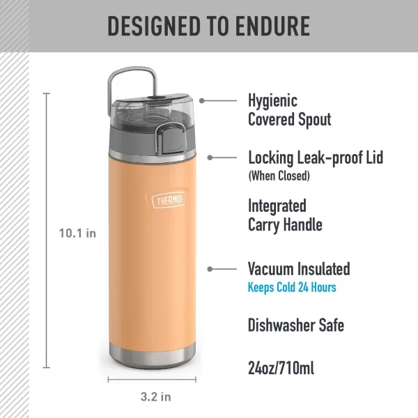 imageTHERMOS ICON SERIES Stainless Steel Water Bottle with Spout  24 Ounce Melon  Vacuum Insulated Water Bottle with LidMelon