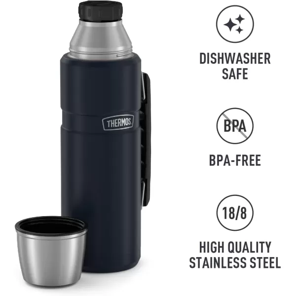 imageTHERMOS Stainless King VacuumInsulated Beverage Bottle 40 Ounce Rustic RedMidnight Blue