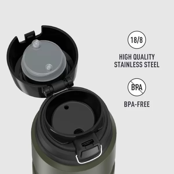 imageTHERMOS Stainless King VacuumInsulated Drink Bottle 24 Ounce Matte SteelArmy Green