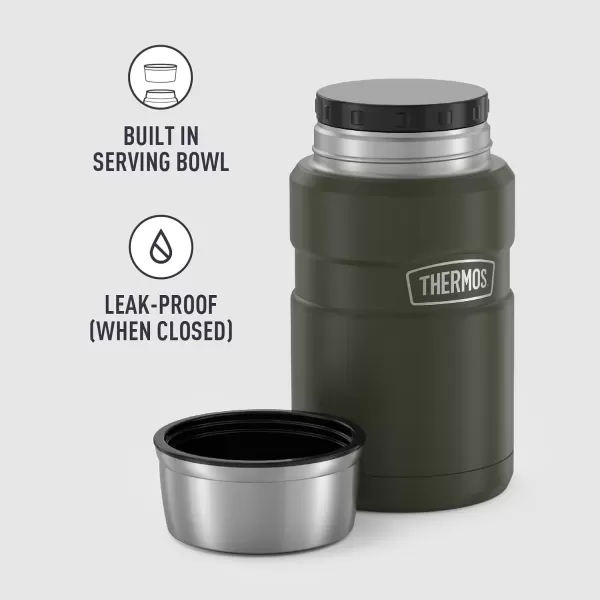 imageTHERMOS Stainless King VacuumInsulated Food Jar 24 Ounce Matte SteelArmy Green