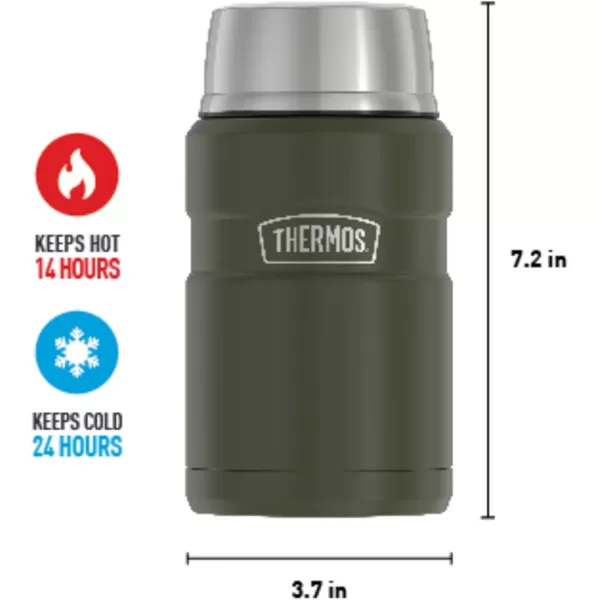 imageTHERMOS Stainless King VacuumInsulated Food Jar 24 Ounce Matte SteelArmy Green