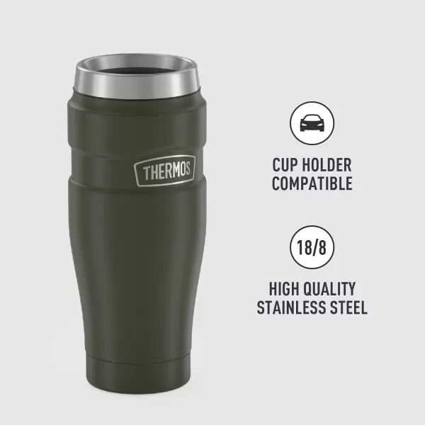 imageTHERMOS Stainless King VacuumInsulated Travel Tumbler 16 Ounce Rustic RedArmy Green