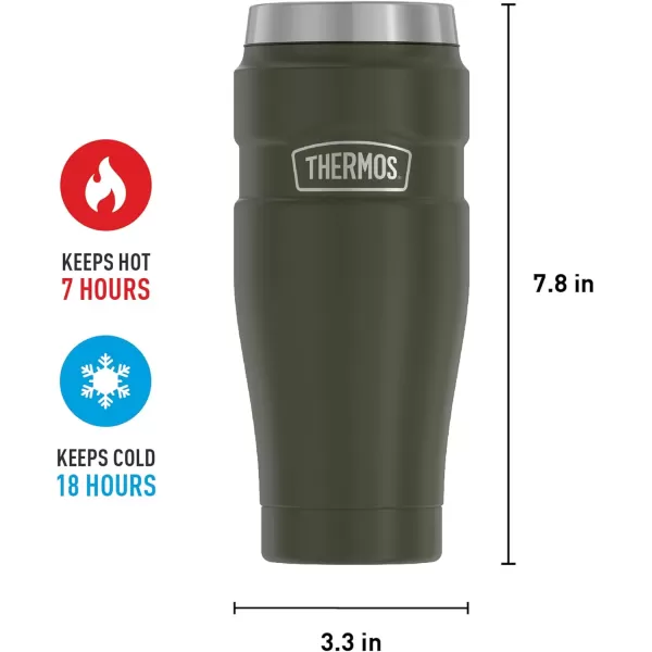 imageTHERMOS Stainless King VacuumInsulated Travel Tumbler 16 Ounce Rustic RedArmy Green