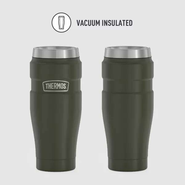 imageTHERMOS Stainless King VacuumInsulated Travel Tumbler 16 Ounce Rustic RedArmy Green