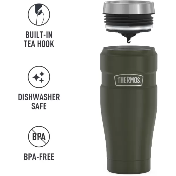 imageTHERMOS Stainless King VacuumInsulated Travel Tumbler 16 Ounce Rustic RedArmy Green