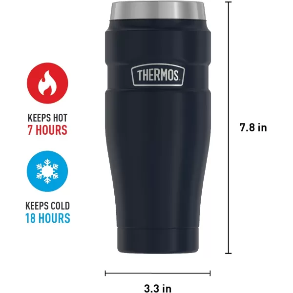 imageTHERMOS Stainless King VacuumInsulated Travel Tumbler 16 Ounce Rustic RedMidnight Blue