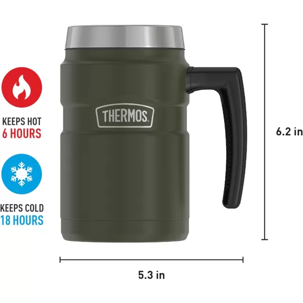 imageThermos Stainless King 16oz Desk Mug 16 Ounce Matte GreenArmy Green