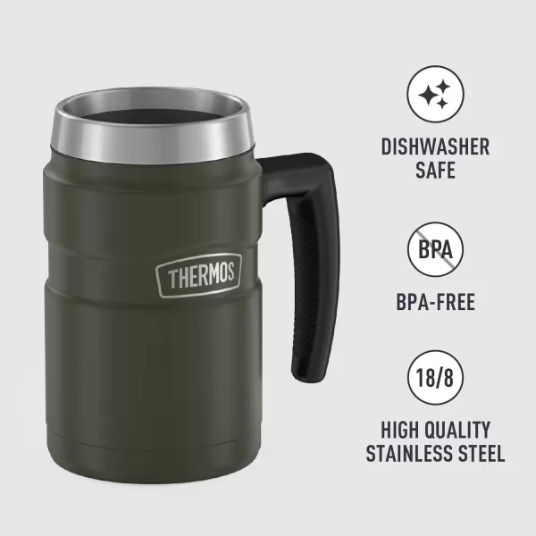 imageThermos Stainless King 16oz Desk Mug 16 Ounce Matte GreenArmy Green