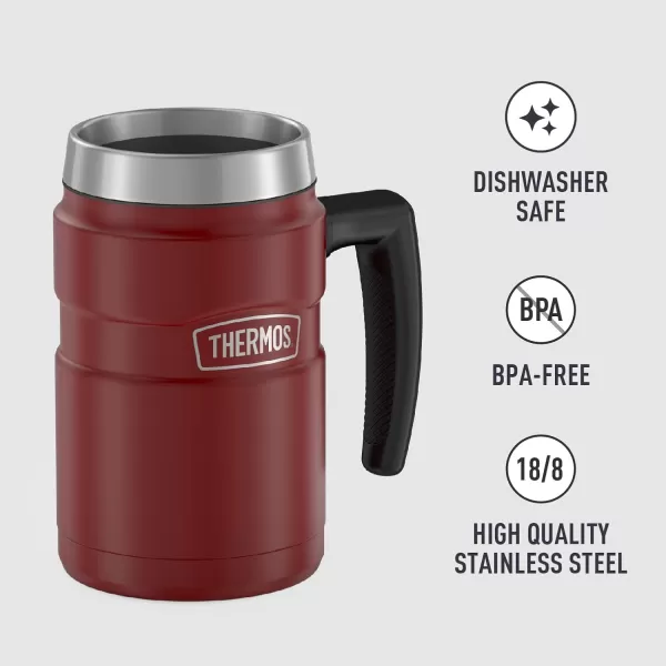 imageThermos Stainless King 16oz Desk Mug 16 Ounce Matte GreenRustic Red