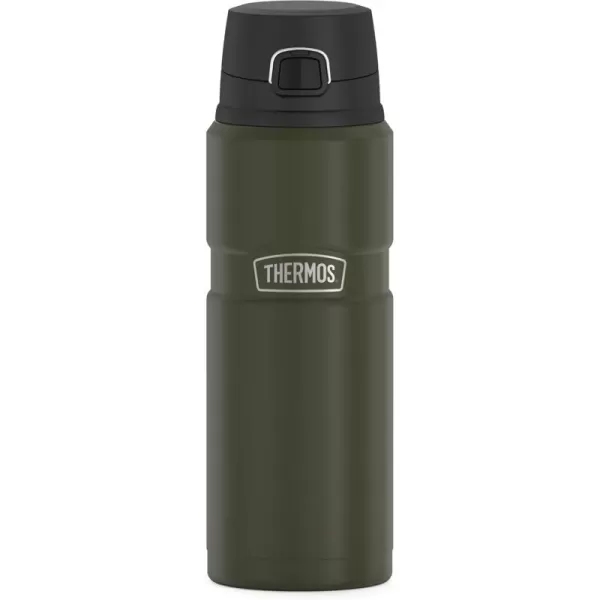 imageTHERMOS Stainless King VacuumInsulated Drink Bottle 24 Ounce Matte SteelArmy Green