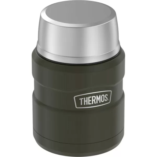 imageTHERMOS Stainless King VacuumInsulated Food Jar with Spoon 16 Ounce Matte Stainless SteelArmy Green